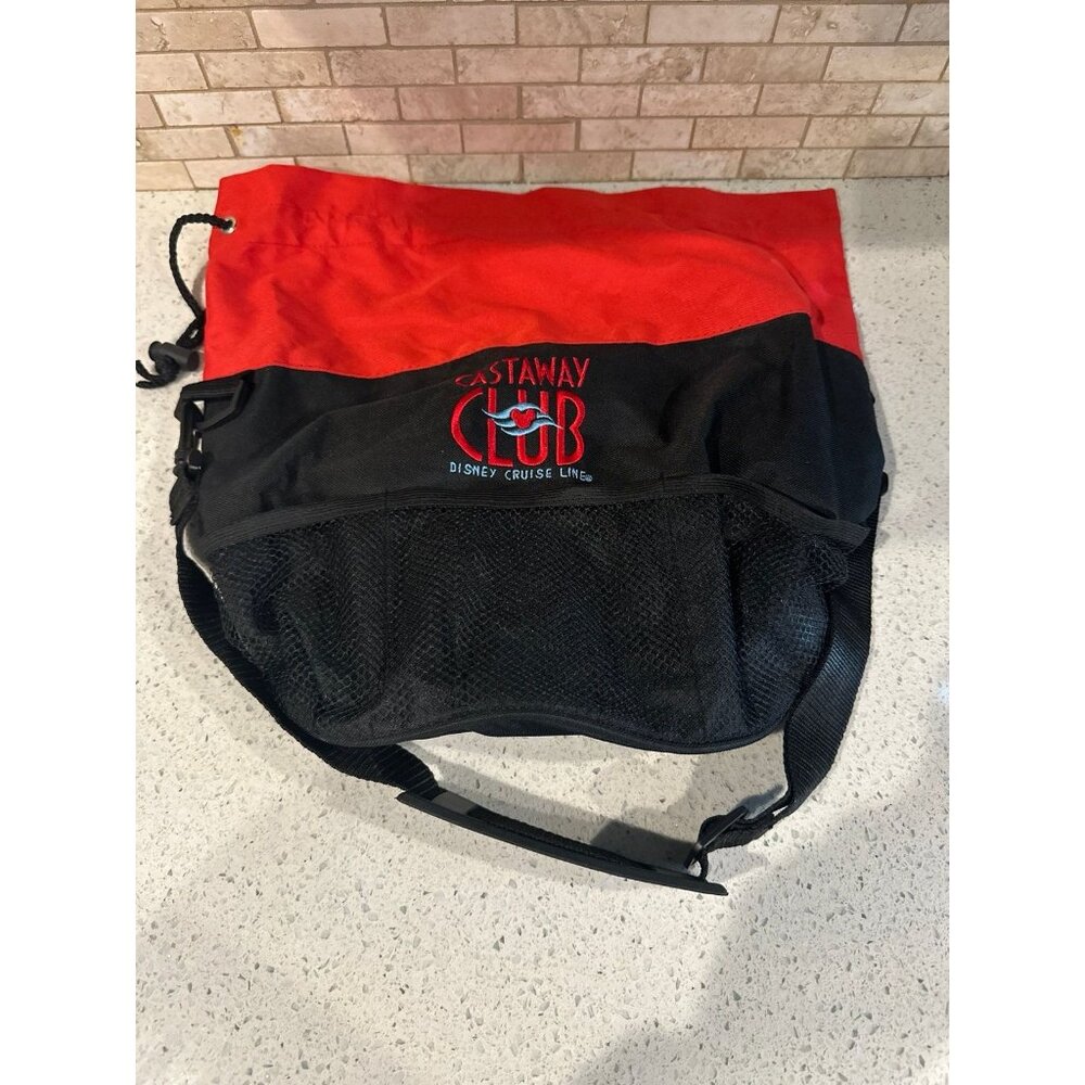 Disney Castaway Club Cruise Line Black Red Canvas Beach Pool Tote Bag